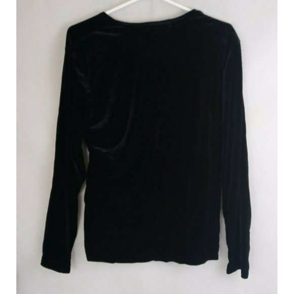 Notations Women's Black Velvet Blouse With Buckle Accent Size XL - Picture 2 of 3